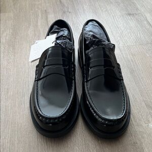 Zara Glossy Black Loafers - Size 9 (Brand New)